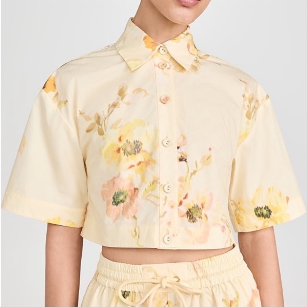 Zimmermann Cream Floral Button Down Shirt
